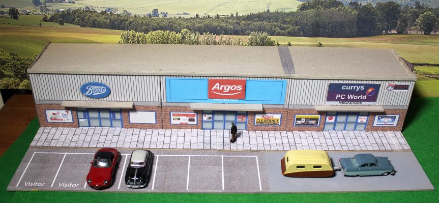 NEW! Modern retail units #1, 00 scale, Set of three, half relief, ready made.