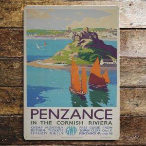 Penzance Yachts BR-Railway Metal sign, Vintage Railway Metal Sign