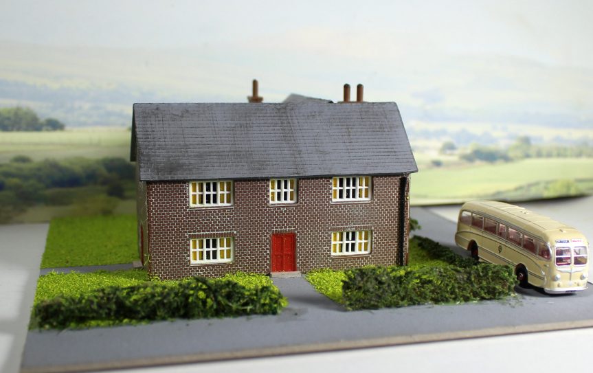 N Gauge Farmhouse and grounds, ready-made diorama