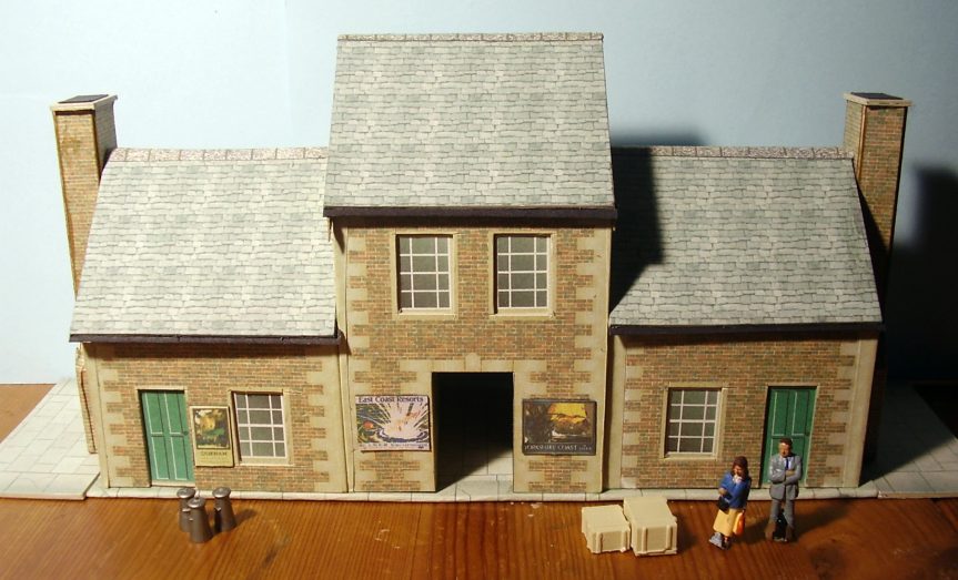 TT: 120 Gauge Brick built station model railway building, diorama.