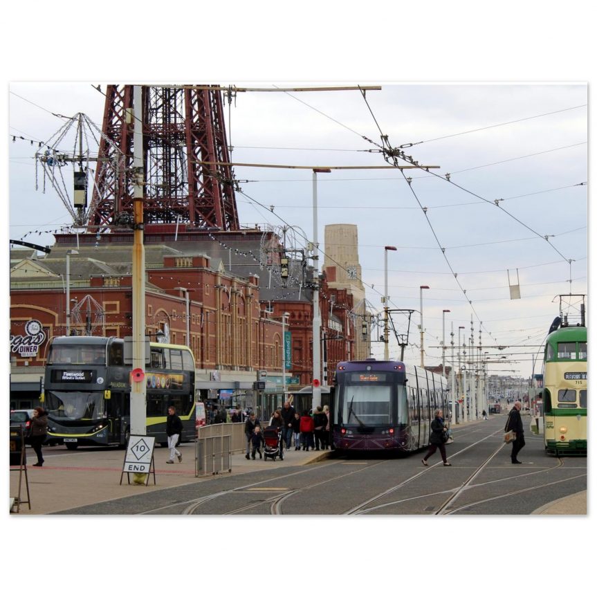 Blackpool Transport, trams And Buses Fine Art Poster 45×60 cm / 18×24″