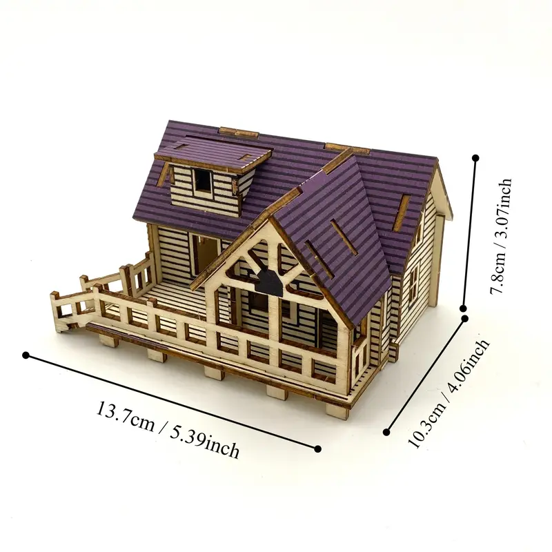 Small Villa or Bungalow ready-made building. as shown. Lit version, 8cm high.