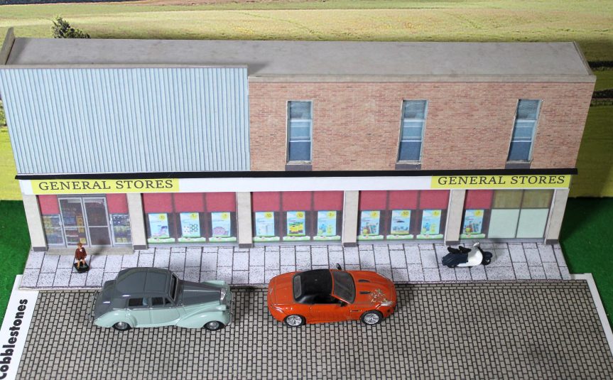 00 scale, General stores, 1960s or 1970s supermarket, Low Relief. Ready-Made.