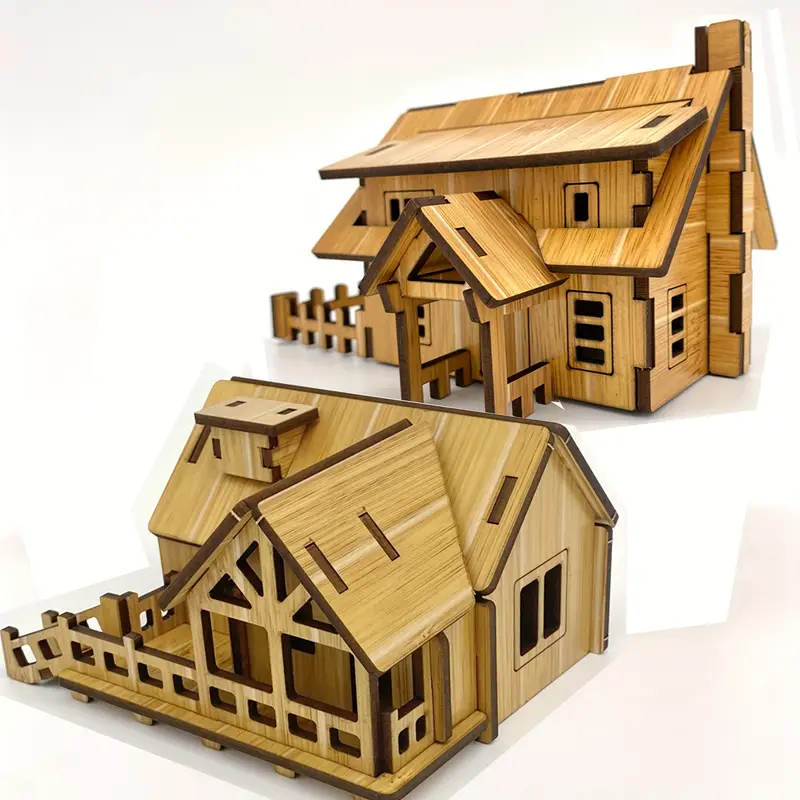 Two Houses ready-made buildings. as shown. 9.5cm high.