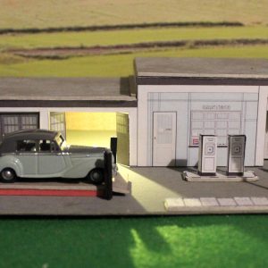 Kingsway, 00 scale, Lit Taxi Depot with Ramp & Pumps, **ready-made**.