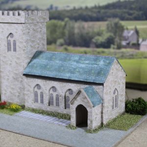 TT :120  scale, Country Church Building on Cobbled Base, **ready-made**