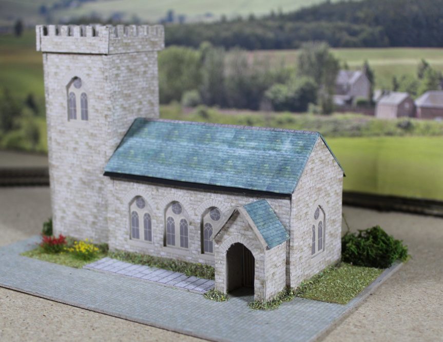 TT :120  scale, Country Church Building on Cobbled Base, **ready-made**