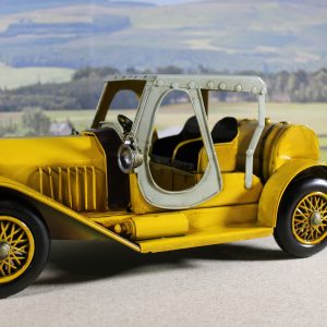 Large Replica Tinplate Yellow Vintage Car model- Display Item, 34 x 14 x 16 cm.