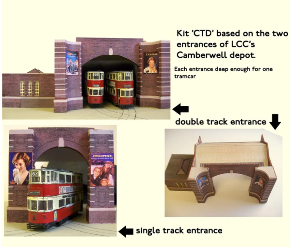 Kingsway, 00 scale, Camberwell Tram Depot Entrances, ready-made.