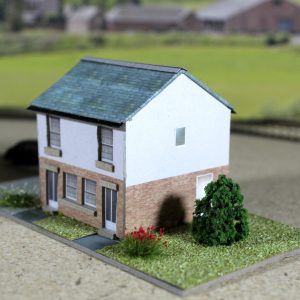 TT:120 Scale two modern semi-houses with gardens on base. Ready-Made.