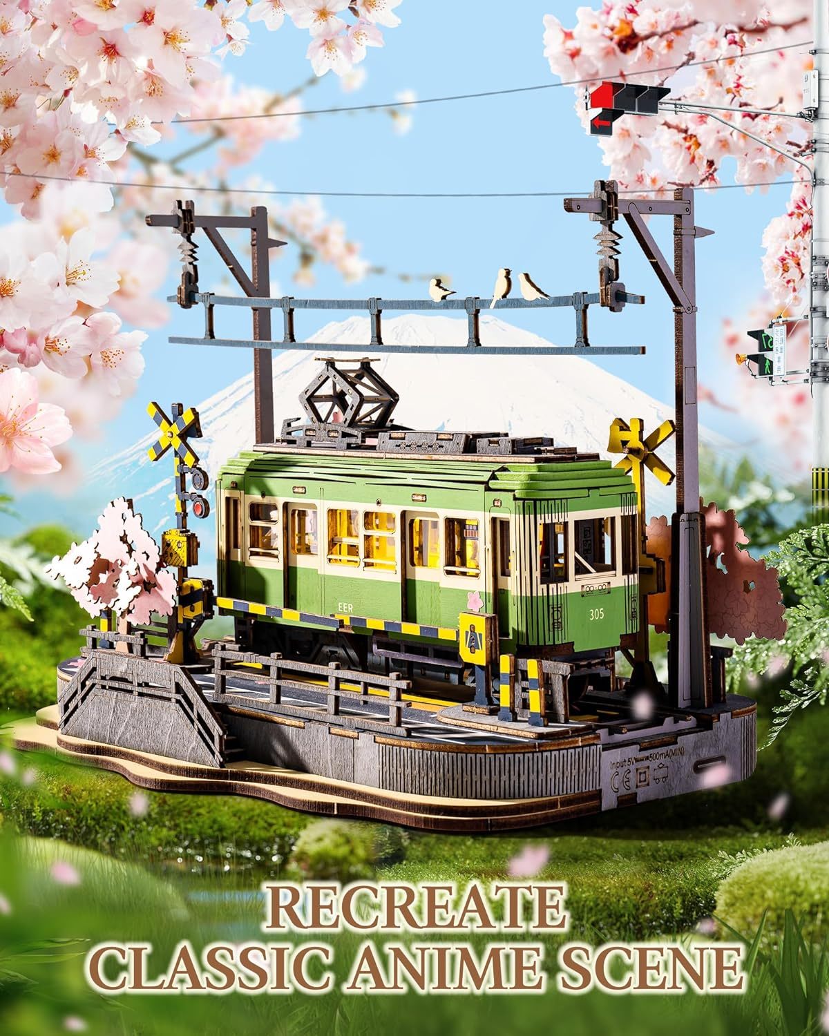 Rolife Sakura Journey Tram Car 3D Wooden Puzzle Model Toys Teens Gift - Image 7
