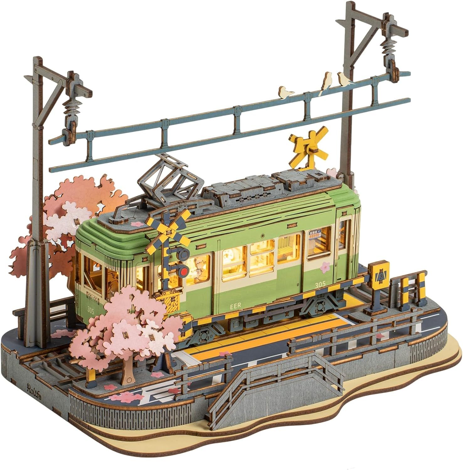 Rolife Sakura Journey Tram Car 3D Wooden Puzzle Model Toys Teens Gift - Image 2