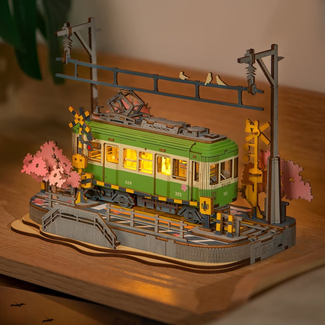Rolife Sakura Journey Tram Car 3D Wooden Puzzle Model Toys Teens Gift - Image 8