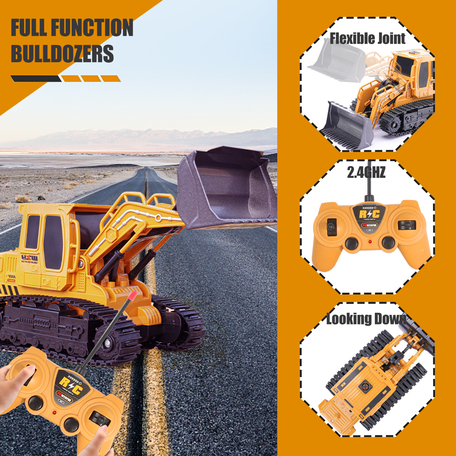 2025 Remote-controlled Engineering Vehicle Toy Bulldozer Excavator Kids Gifts - Image 2