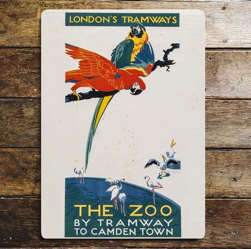 The Zoo By Tramway To Camden Town metal sign, 4 sizes.