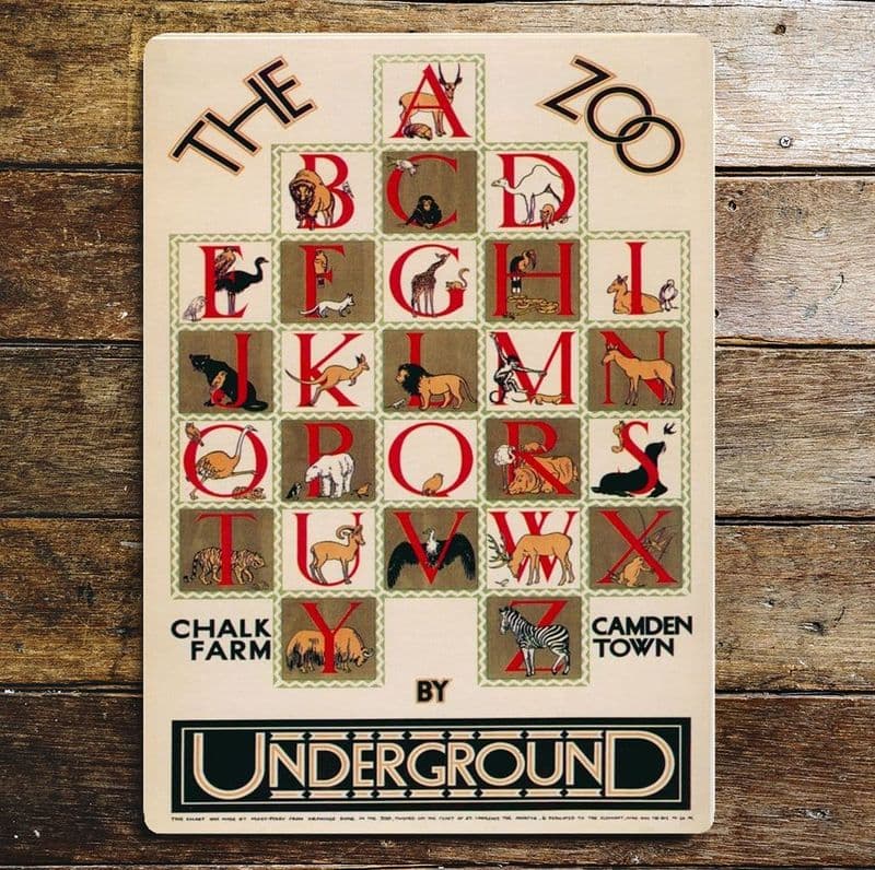 The Zoo By Underground Alphabet metal sign, 4 sizes.