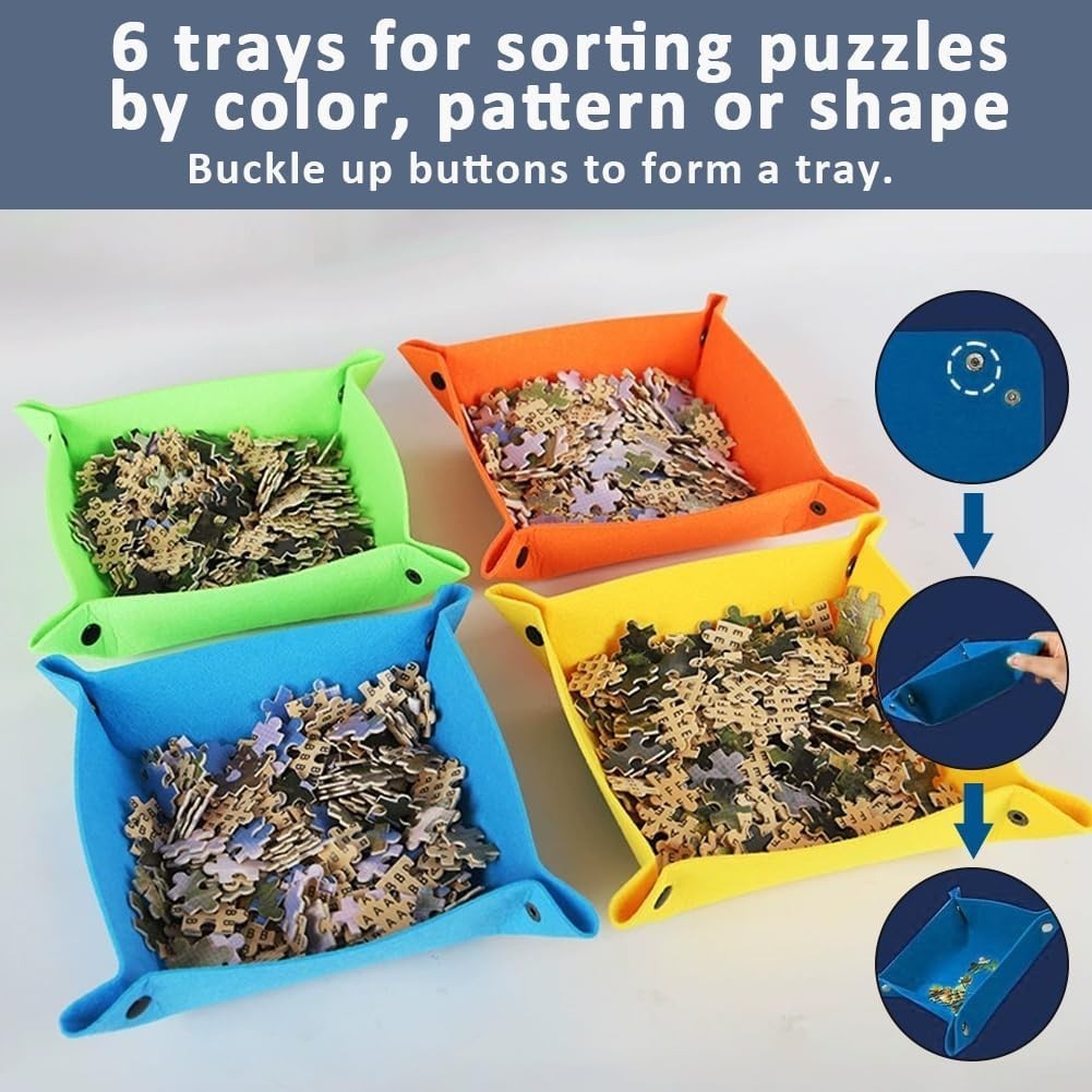 New 32x22 Pieces Jigsaw Puzzle Board With 6 Puzzle Sorting Trays & Cover - Image 7