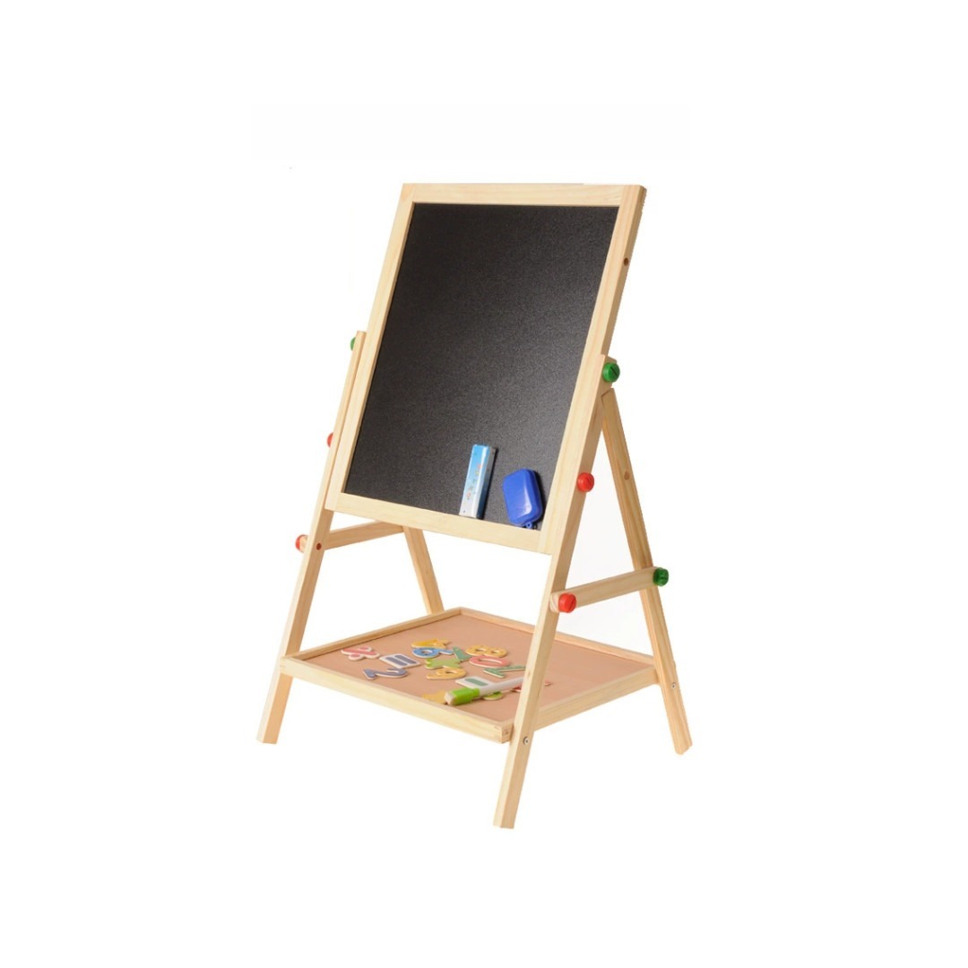 Kids 2 In 1 Wooden Blackboard Whiteboard Children Art Easel Chalk Drawing Board - Image 4