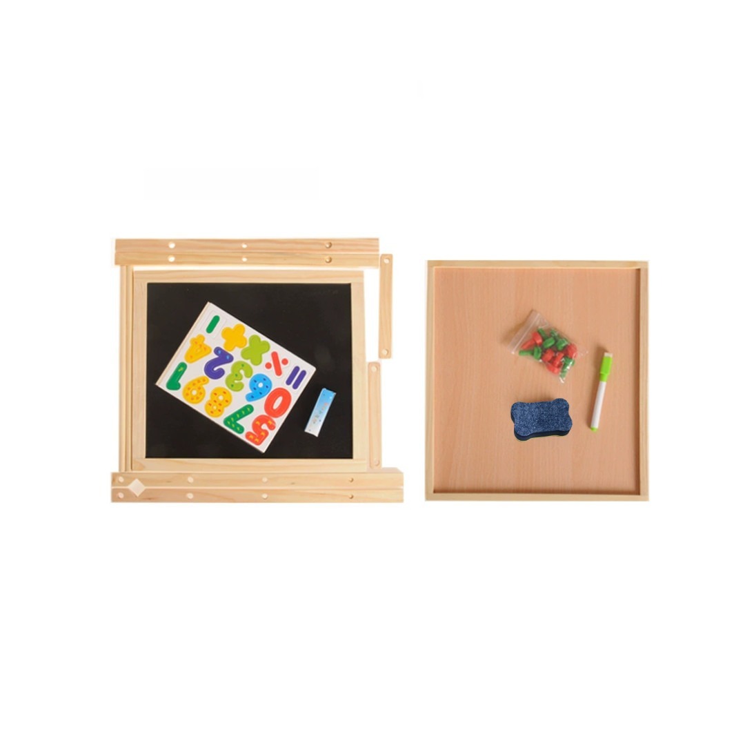 Kids 2 In 1 Wooden Blackboard Whiteboard Children Art Easel Chalk Drawing Board - Image 10