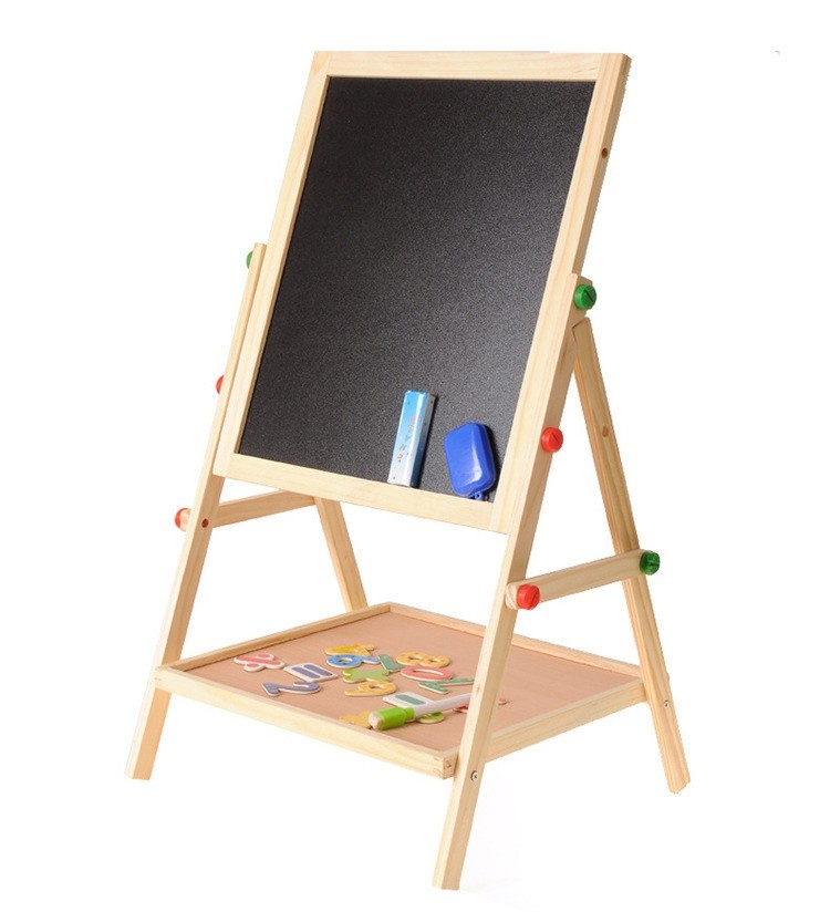 Kids 2 In 1 Wooden Blackboard Whiteboard Children Art Easel Chalk Drawing Board - Image 2