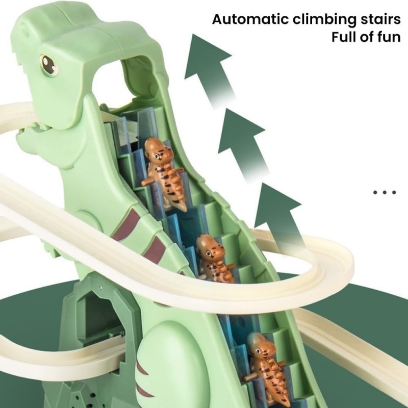 Race Track Toy Climbing Stairs Toys Roller Coaster Toy With 3 Dinosaurs Track S - Image 9