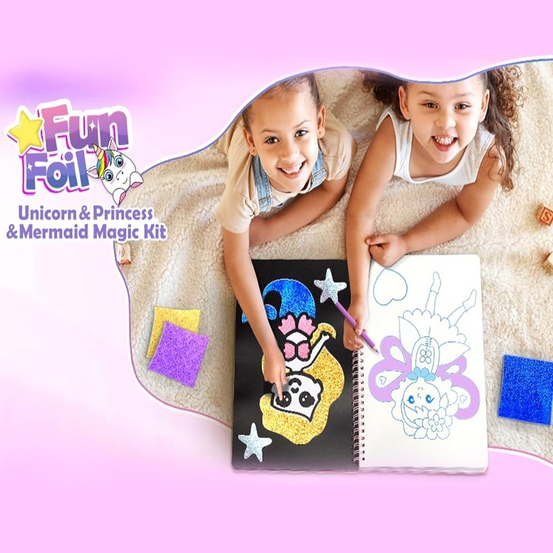 Foil Art Craft Kit For Kids, Children's Cartoon DIY Creative Activity Set - Image 2