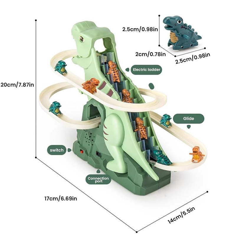 Race Track Toy Climbing Stairs Toys Roller Coaster Toy With 3 Dinosaurs Track S - Image 2