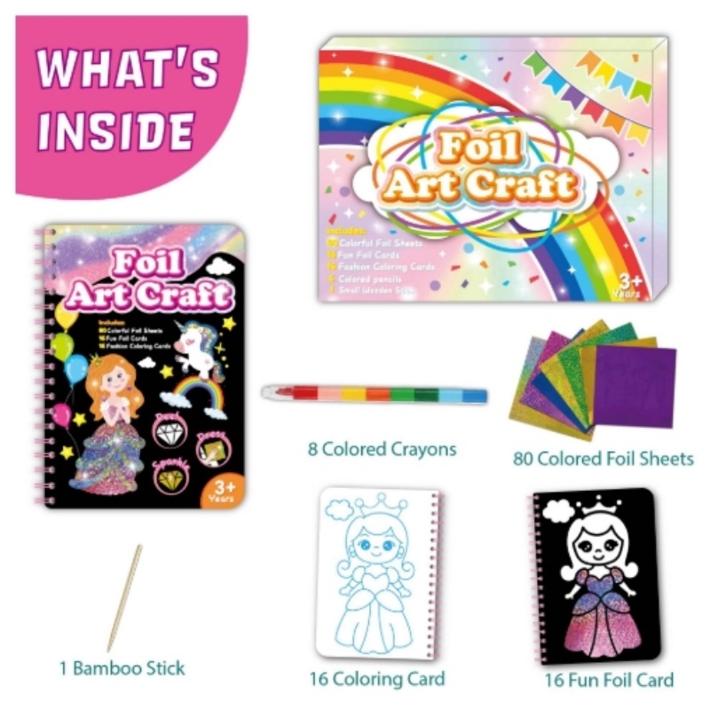 Foil Art Craft Kit For Kids, Children's Cartoon DIY Creative Activity Set - Image 3
