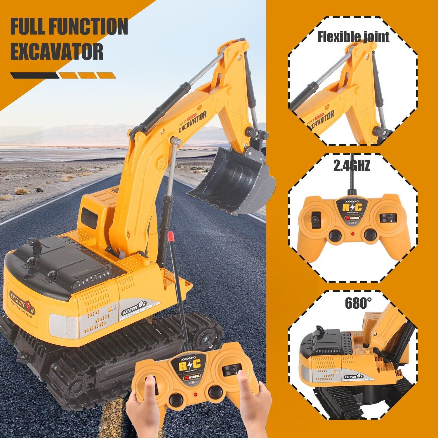 Jiakora Remote Control Excavator RC Digger Truck Construction Vehicles Boys Toys - Image 3