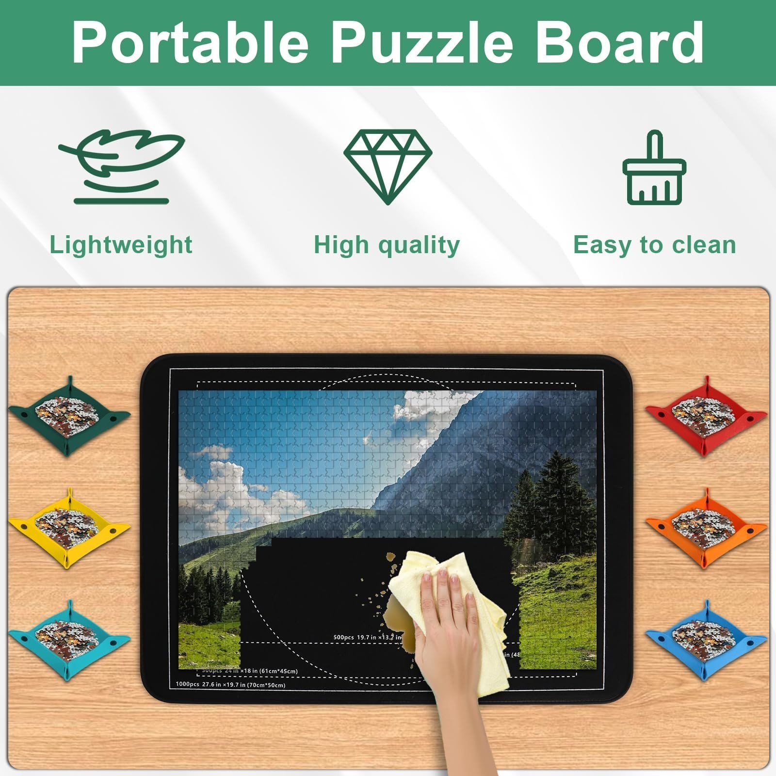 New 32x22 Pieces Jigsaw Puzzle Board With 6 Puzzle Sorting Trays & Cover