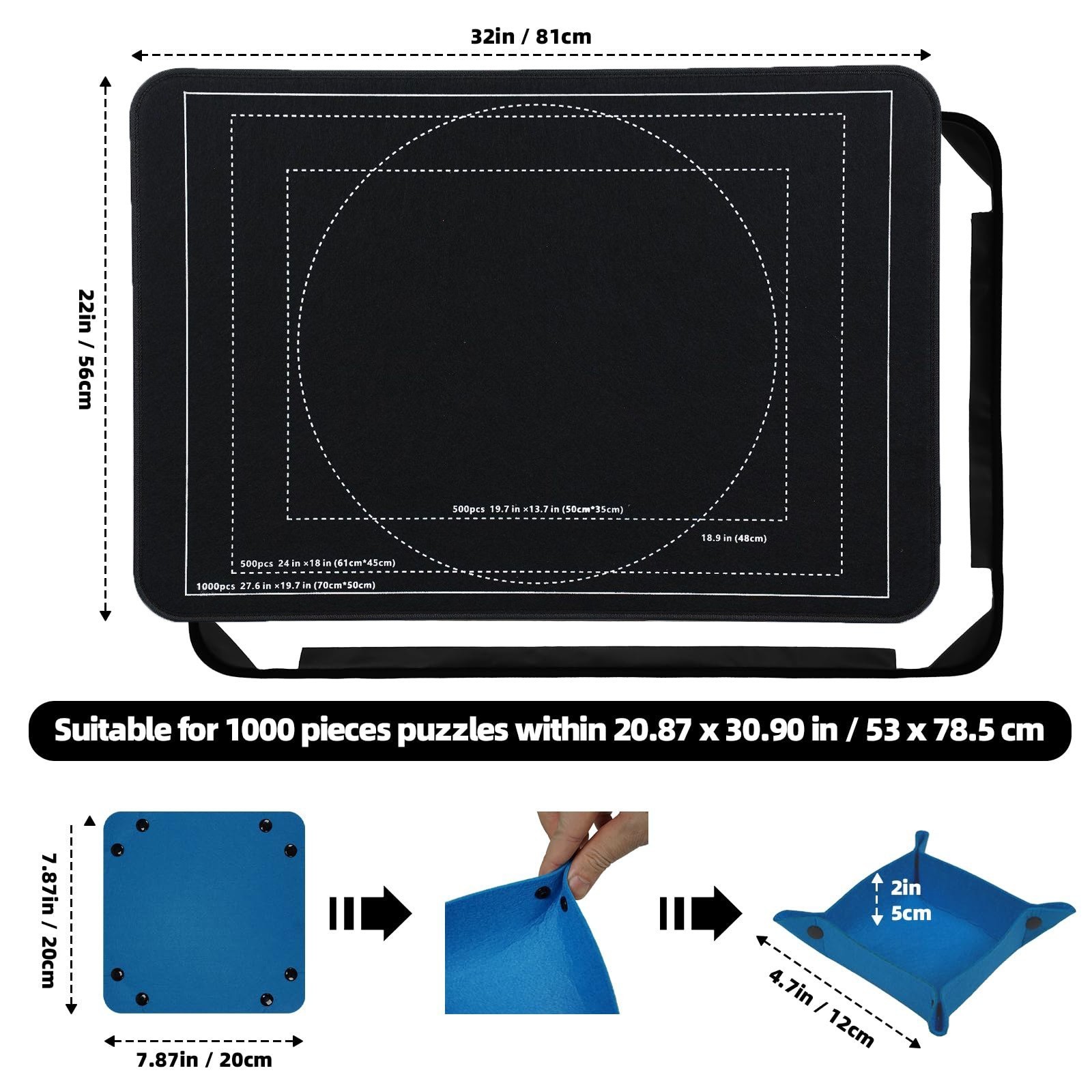 New 32x22 Pieces Jigsaw Puzzle Board With 6 Puzzle Sorting Trays & Cover - Image 3