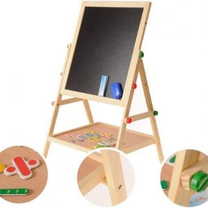 Kids 2 In 1 Wooden Blackboard Whiteboard Children Art Easel Chalk Drawing Board