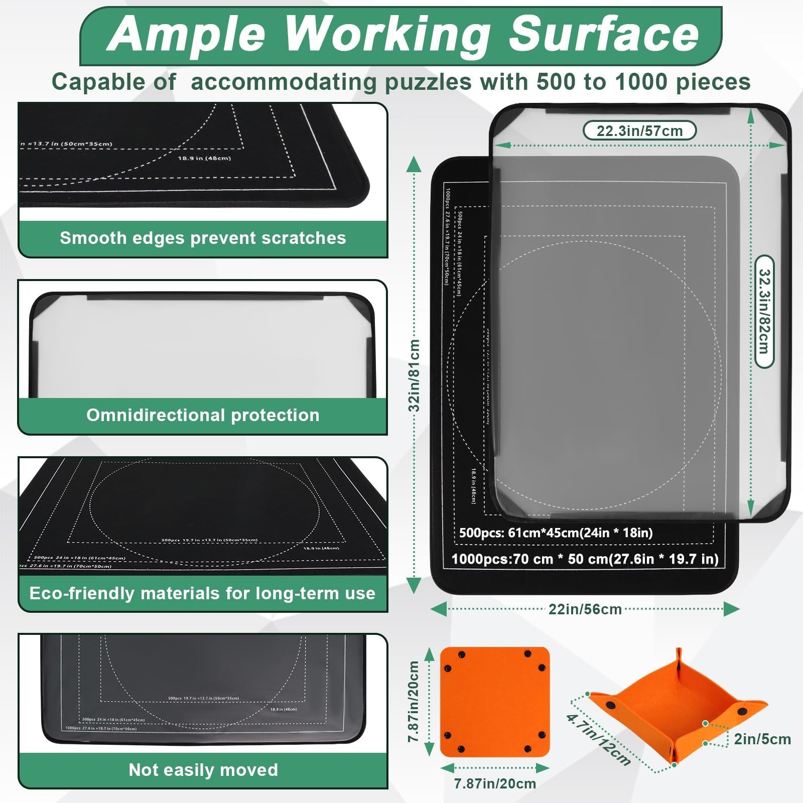 New 32x22 Pieces Jigsaw Puzzle Board With 6 Puzzle Sorting Trays & Cover - Image 4