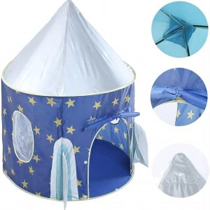 Childrens Play Tents, Playground Indoor Outdoor Gamehouse Toy Hut Easy Fold Pretend Playhouse, Gift For Kids Toddlers, Portable Up Play Teepee W Carry Bag Rocket Space