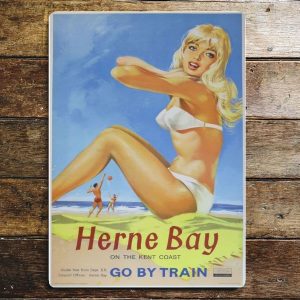 Herne Bay Go By Train metal sign, 4 sizes.