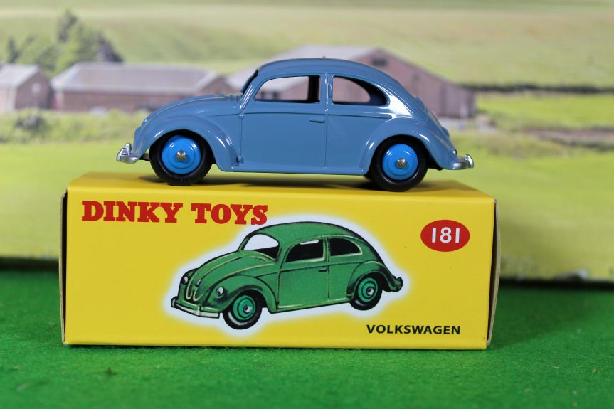 Atlas Editions reproduction Dinky Toys 181 VW Beetle in blue.