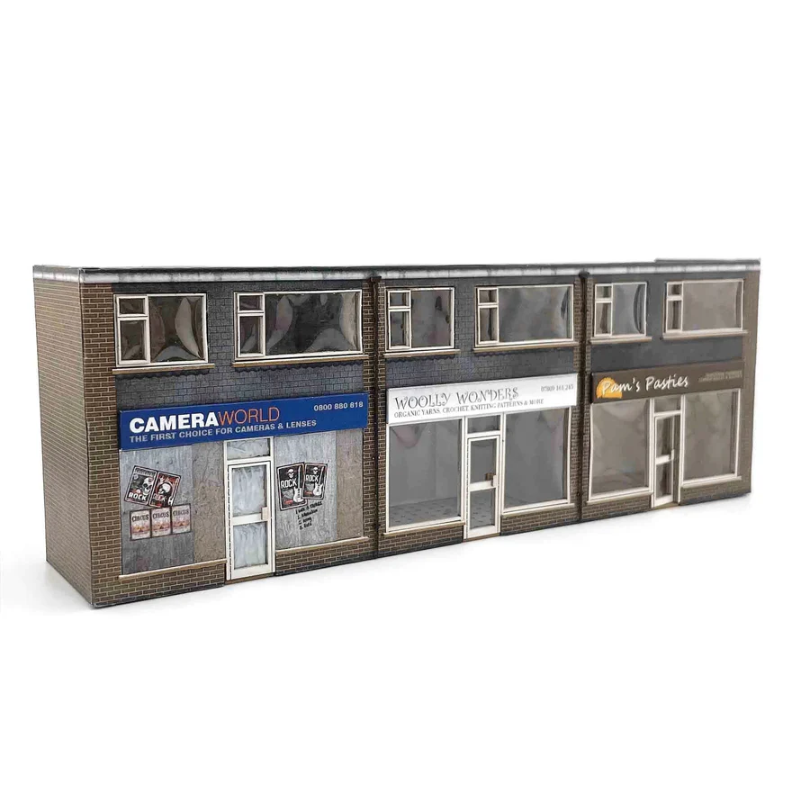 OO, Scale Model Scenery KX089-OO Low Relief 1970's Terraced Shops - OO/4mm/1:76, ready-made.